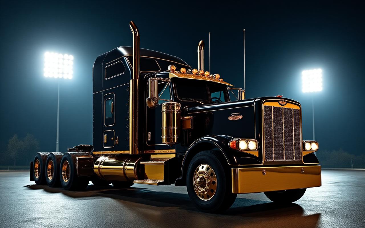 Heavy duty long-haul truck at dusk